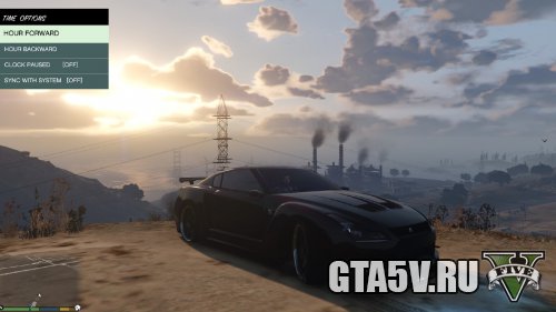GTA 5 Мод Nissan GTR - черная машина
